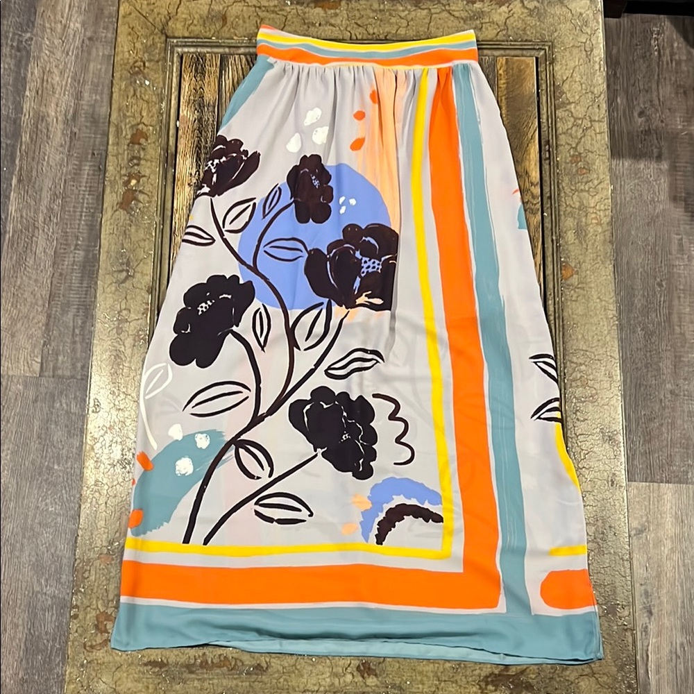 Maeve Colorful Floral Maxi Skirt S